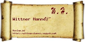 Wittner Hannó névjegykártya